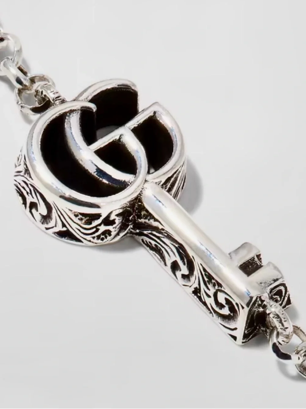 GUCCI GG MARMONT KEY STERLING SILVER CHARM BRACELET